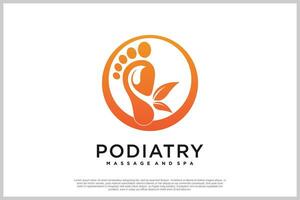 Reflexology logo design with podiatry and foot clinic unique concept Premium Vector