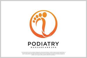 Reflexology logo design with podiatry and foot clinic unique concept Premium Vector