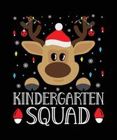 Kindergarten Squad Merry Christmas shirts Print Template, Xmas Ugly Snow Santa Clouse New Year Holiday Candy Santa Hat vector illustration for Christmas hand lettered.