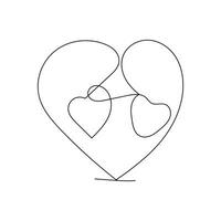 heart isolated on white background one-line art. vector