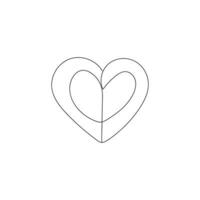 heart isolated on white background one-line art. vector