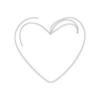 heart isolated on white background one-line art. vector