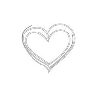 heart isolated on white background one-line art. vector