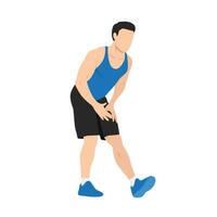 Man doing standing hamstring stretch exercise. vector