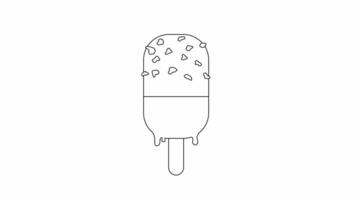 animated sketch of a chocolate ice cream icon with almonds video