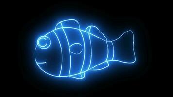 animated video of a clown fish icon with a glowing neon effect