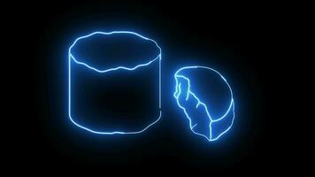 animated video of the palm sugar icon with a glowing neon effect