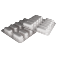 Tabletten Verpackung Clip Art eben Design Symbol isoliert auf transparent Hintergrund, 3d machen Medikation und Gesundheit Konzept png
