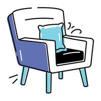 Editable doodle icon of sofa seat vector