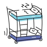 A modern doodle icon of bunk bed vector