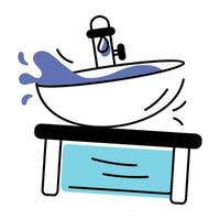 Heres a hand drawn icon depicting wash basin vector