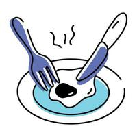 Trendy hand drawn icon depicting breakfast vector
