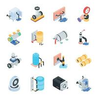 Set of Isometric Icons Depicting Plumbing Issues vector