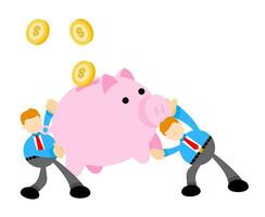 businessman worker pick pig bank money dollar economy cartoon doodle flat design style vector illustration