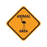 flamingo bird animal warning traffic sign flat design vector illustration