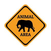 elephant animal warning traffic sign flat design vector illustration