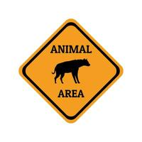 hyena animal warning traffic sign flat design vector illustration