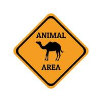 camel animal warning traffic sign flat design vector illustration