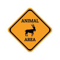 markhor goat animal warning traffic sign flat design vector illustration