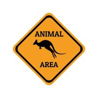 kangaroo animal warning traffic sign flat design vector illustration