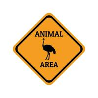 ostrich bird animal warning traffic sign flat design vector illustration