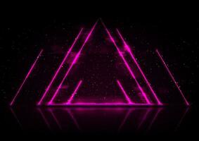 Violet neon lines and triangle abstract technology background vector