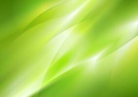 Bright green smooth stripes and waves abstract tech background vector