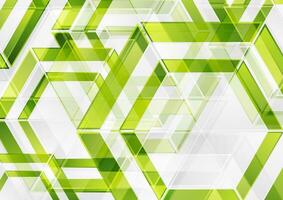 Green and grey shiny glossy hexagons abstract geometry background vector