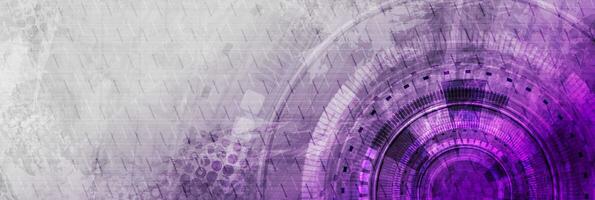 Violet grunge hi-tech and science background with HUD gears design vector