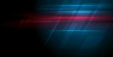 Glowing blue red shiny geometric tech abstract background vector