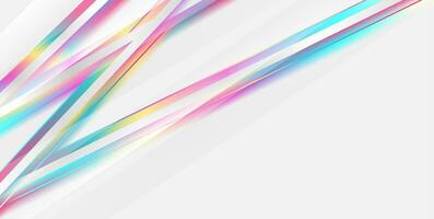 Holographic glossy stripes geometric abstract tech background vector