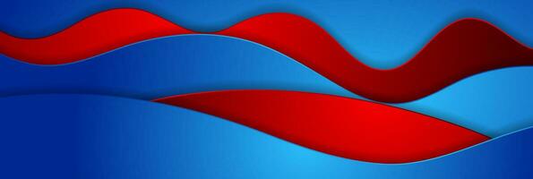 Blue and red abstract waves corporate background vector