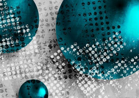 Grunge abstract tech backgroud with 3d geometric spheres