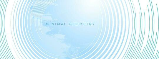 Blue white grunge geometric background with round lines vector