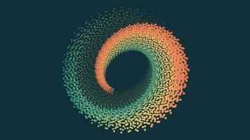 Abstract spiral rainbow dotted vortex background. vector