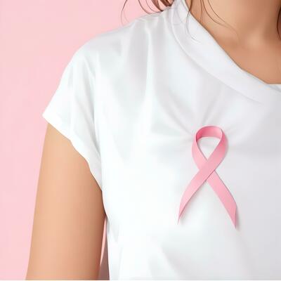 Photo Close up person with awareness ribbon AI Generative