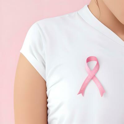 Photo Close up person with awareness ribbon AI Generative