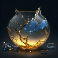 Resplendent Revival The Optimistic Alchemy of Kintsugi Caldron AI Generative photo