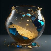 Resplendent Revival The Optimistic Alchemy of Kintsugi Caldron AI Generative photo