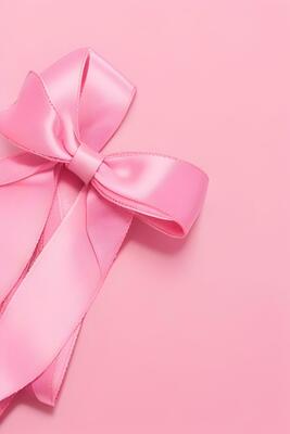 Pink ribbon placed on White Background AI Generative
