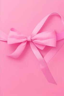 Pink ribbon placed on White Background AI Generative