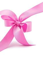 Pink ribbon placed on White Background AI Generative photo