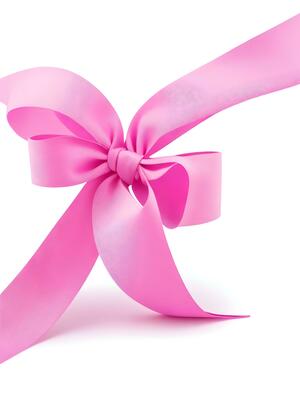 Pink ribbon placed on White Background AI Generative