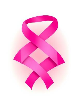 Pink ribbon placed on White Background AI Generative