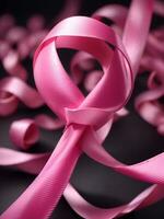 Pink ribbon placed on White Background AI Generative photo