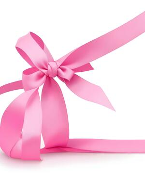 Pink ribbon placed on White Background AI Generative