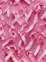 Pink ribbon placed on White Background AI Generative photo