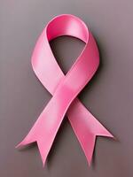 Pink ribbon placed on White Background AI Generative photo