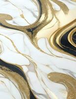 Gold and white marble with gold swirls AI Generative photo