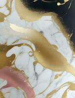 Gold and white marble with gold swirls AI Generative photo